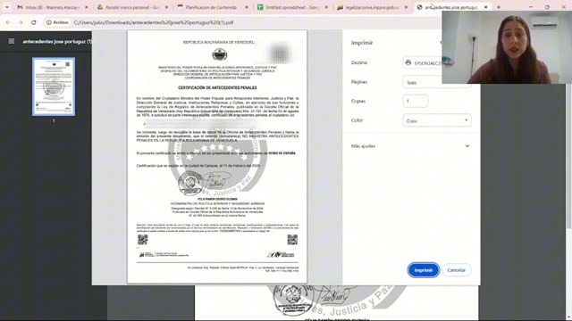 Ubicación del número de certificación en el documento de antecedentes penales.