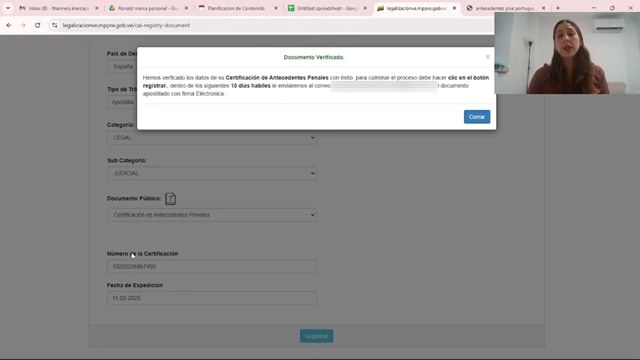 Mensaje de confirmación de datos verificados exitosamente.