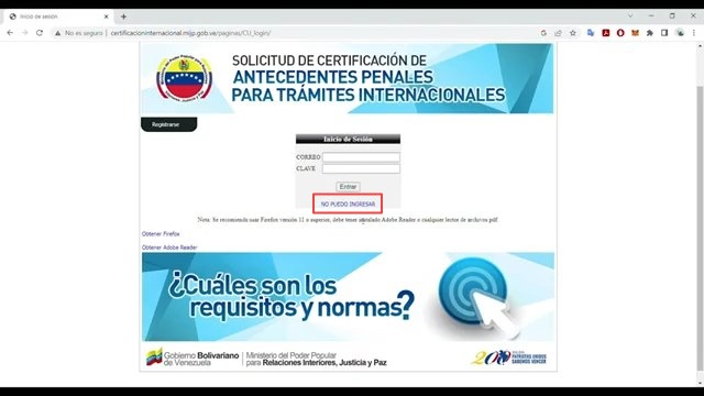 Ubicación del botón 'No puedo ingresar'