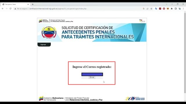 Ingreso del correo electrónico registrado